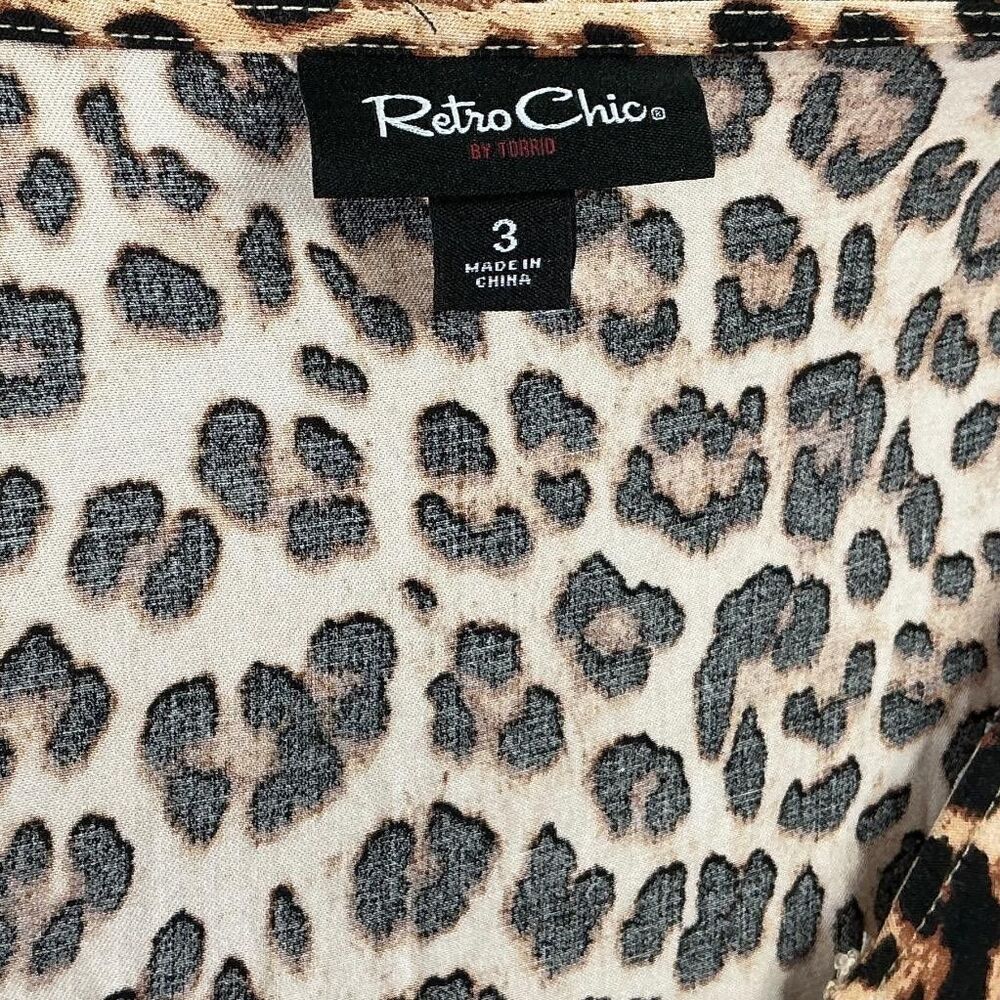 Torrid Dress Womens 3X Leopard Print Retro Chic Brown Midi Sweetheart Neck Plus - Picture 9 of 9